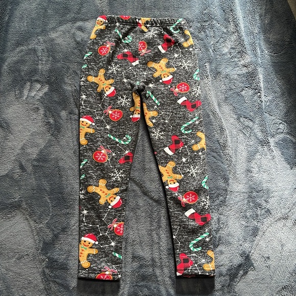 Just Cozy Christmas gingerbread Fleece lined leggings size 7/8 - Picture 5 of 5